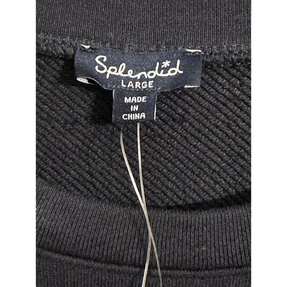 Splendid Long Sleeve Scalloped Sleeve Crew Neck Top Women XL Navy Travel NWT - Picture 5 of 11